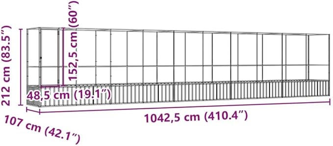 Steel Aviary with Extension, Large Bird Cage with Lockable Door, Aviary Spacious and Versatile Cage Ideal for Parakeets, Parrots, Lovebirds, Cockatiels, Pigeons, 410.4"x42.1"x83.5",-279