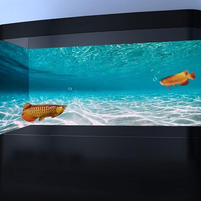 48X20IN Natural Undersea Aquarium Background, Undersea Beach Fish Tank Background, with 8 EVA Double-Sided Tape
