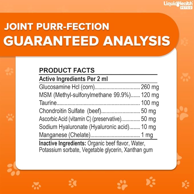 LIQUIDHEALTH Pets K9 Glucosamine Chondroitin Supplement for Dogs & Puppies & Joint Purr-Fection Hip & Joint Glucosamine Drops for Cats & Kittens - Pet Health Supplement Bundle for Mobility, USA Made