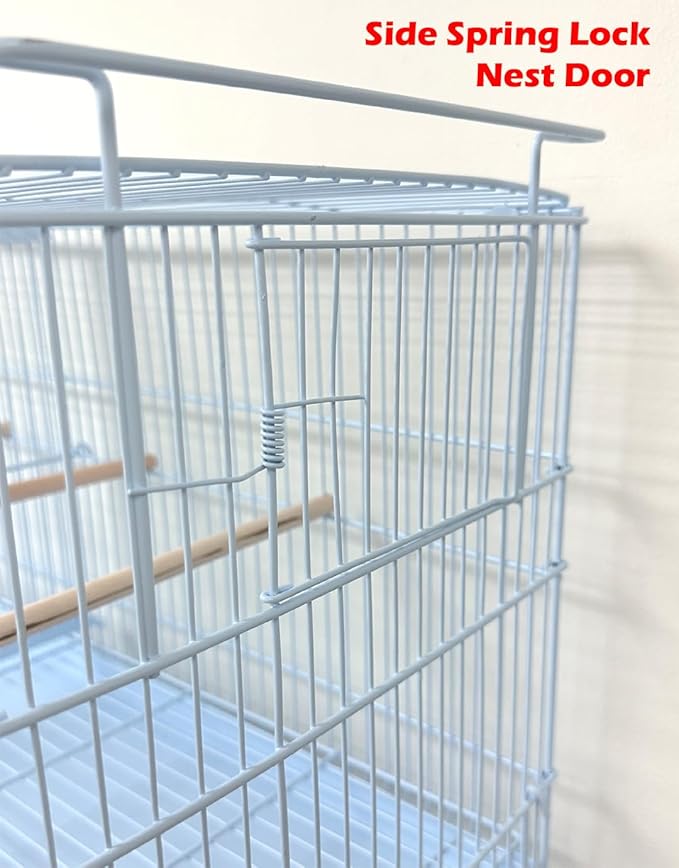Combo: White Lot of 4 Stack & Lock Breeder Bird Flight Parrot Cages Side Breeding Nest Box Door Removable Divider with Removable Rolling Stand