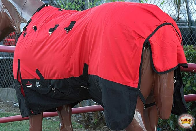HILASON 1200D Winter Waterproof Poly Horse Turnout Blanket Belly Wrap Red | 81 in