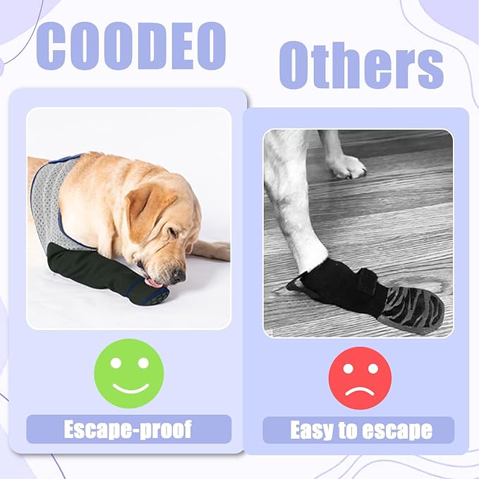 COODEO Dog Socks to Prevent Licking Paws, Healing Boots & Paw Protectors with Non-Slip Bottoms for Wound Protection, Waterproof Sleeve Shoes for Licking(Grey,M_Left