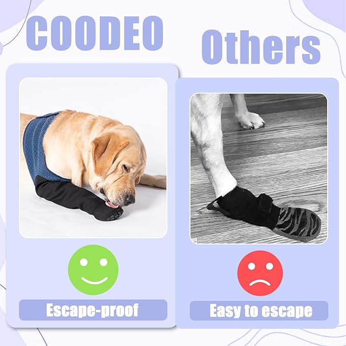 COODEO Dog Socks to Prevent Licking Paws, Healing Boots & Paw Protectors with Non-Slip Bottoms for Wound Protection, Waterproof Sleeve Shoes for Licking(Blue,3XL_Left