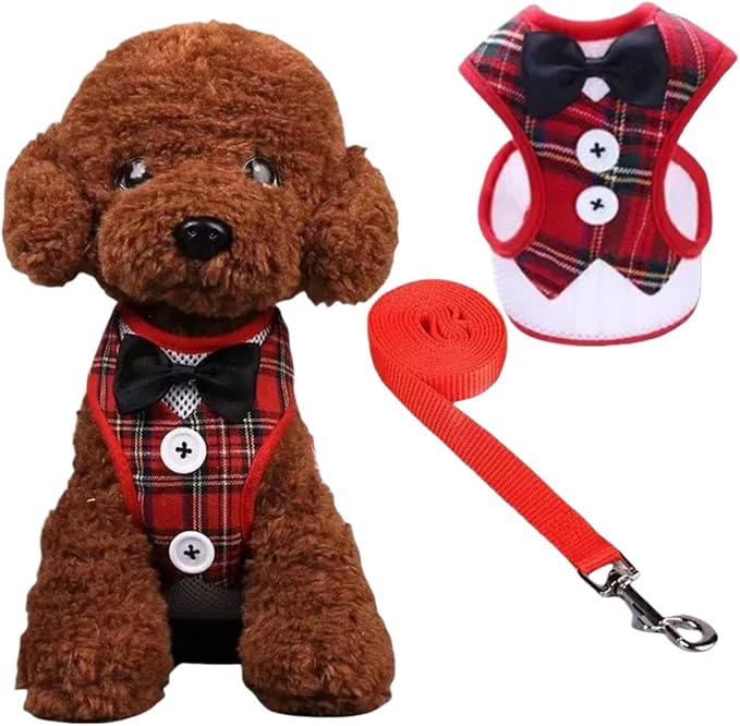 Dog Vest, pet Gentleman Costume,Birthday, Halloween, Role-Playing, Christmas Party Dog Suit and tie Costume, Formal pet Costume with tie, Suitable for Chihuahuas,Cats, L(15-20LB)
