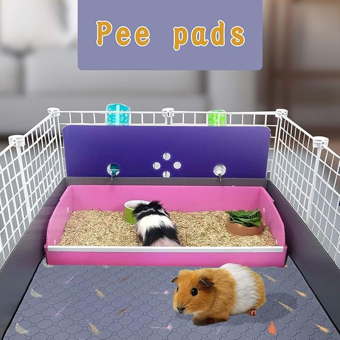 2Pcs Guinea Pig Cage Liners,Guinea Pig Fleece Cage Liners42''X56'' Super Absorbent Washable Pee Pads Reusable for Rabbit Hamster Chinchilla