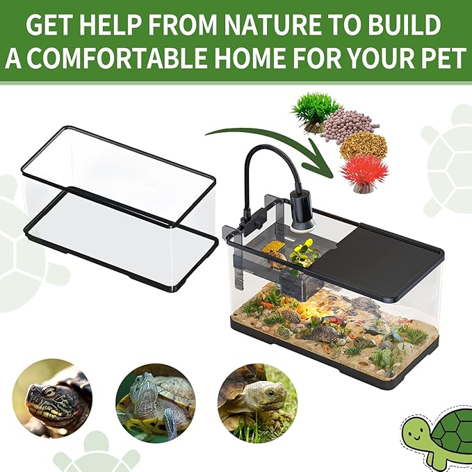 (Tank + Light + Filter Balls) Turtle Tank Kit, Turtle Tank Starter Ki
