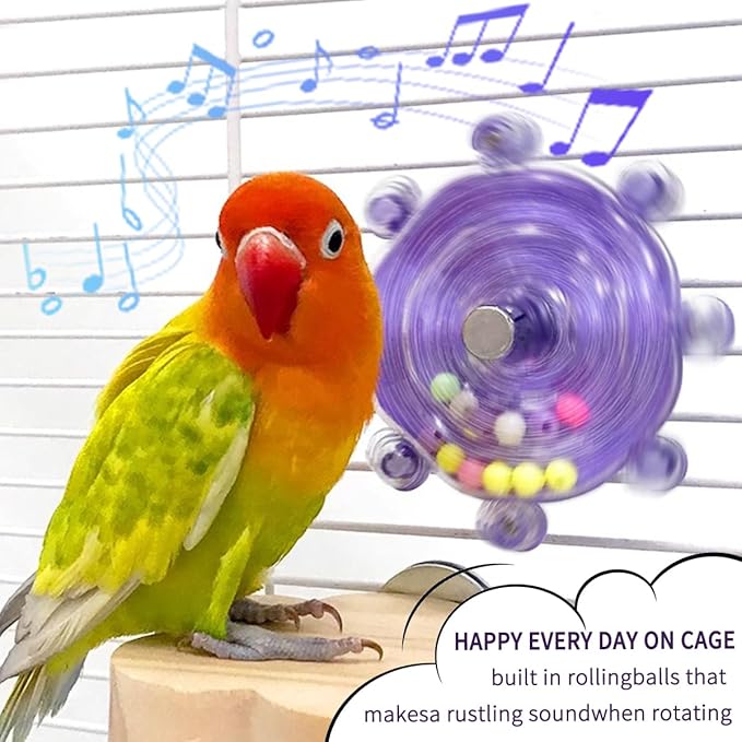 Parakeet Toys,Bird Toys for Conures, 360° Rotating Interactive Bird Cage Toys for Small Birds, Bird Training Toys, Conure Toys,Educational Training Budgie Toys, Cockatiel Toys, Love Bird Toys(Pink)