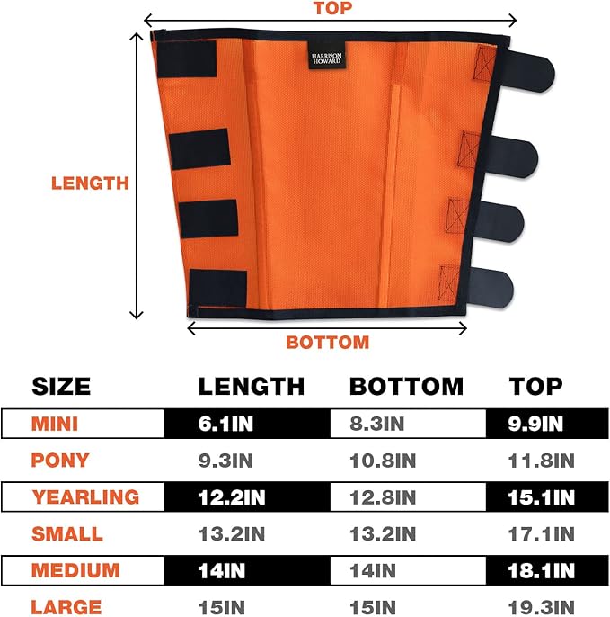 Harrison Howard Loose Fitting Fly Boots UV-Protective Extra Tough Mesh Ventilated Four Fasteners Stay-on Design Protect Horse Legs & Stomp-Reducing Set of 4 Orange Yearling