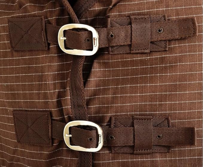 Jeffers Equine Basic Canvas Horse Blanket, 63" – Water Resistant Turnout Blanket for Horses, Pony, Draft – Breathable, Adjustable Straps, Tail Flap, Shoulder Gussets, Barn Gear - Green Tan Check