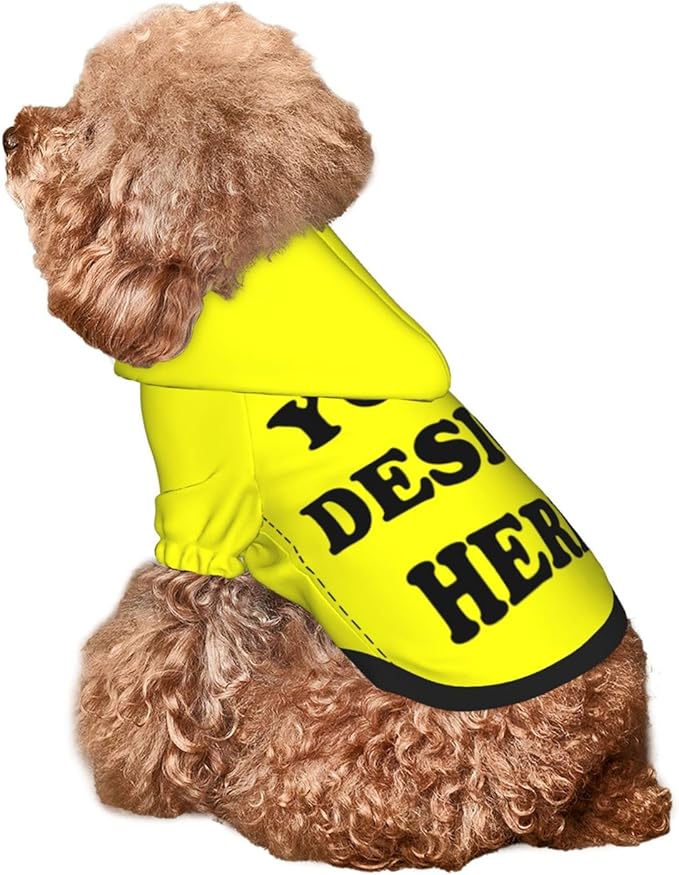 Personalized Chihuahua Dog Hoodie, Custom Pet Warm Sweatshirt Costume with Name Number Photo, Customize ID Clothes for Pupppy Kitten Dogs Cats, Yellow, L