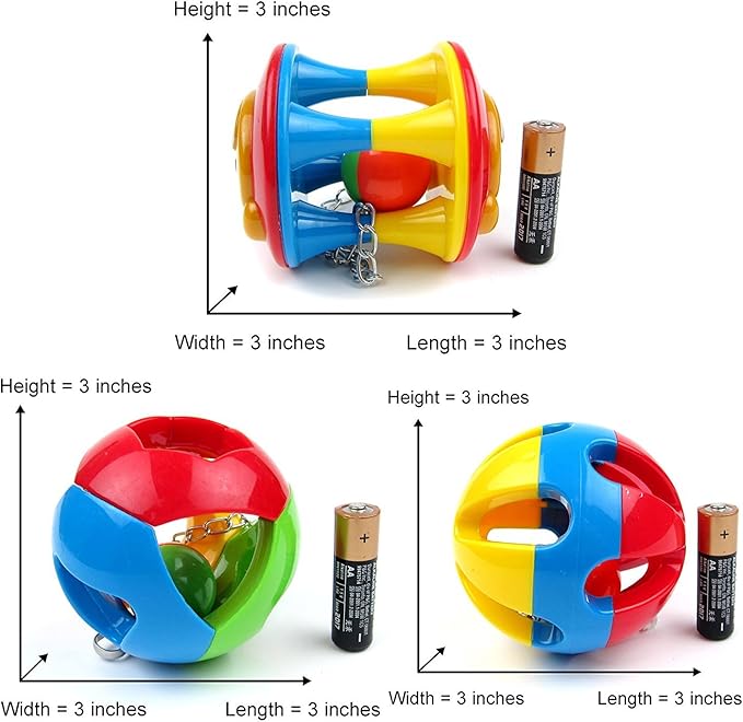 Hypeety Parrot Colorful Ball Toys with Bell Cage Hanging Chewing String for Parakeet Conure Cockatiel Small Medium Birds (B)