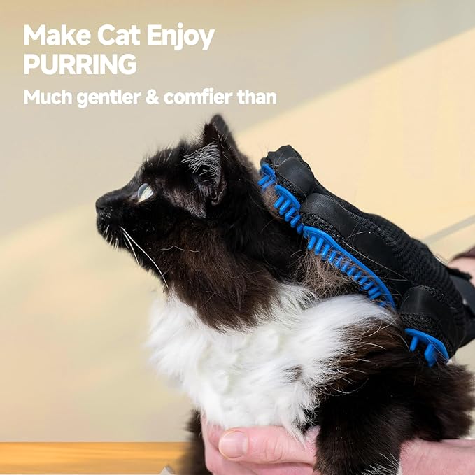 2-in-1 Pet Grooming Glove & Fabric Hair Remover - Reusabie, Silicone Massage Bristles,Static Adhesion for Quiuck Shedding Control,Safe for Dogs & Cats(Big)
