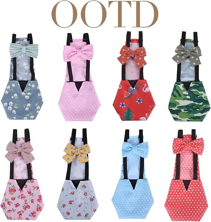 MANON ROSA Chicken Diapers Bantam Hens - Reusable 6-Piece Set with Bow Ties Poultry Nappies Washable Waterproof for Geese Pet Ducks Silkie(6D20P XS)
