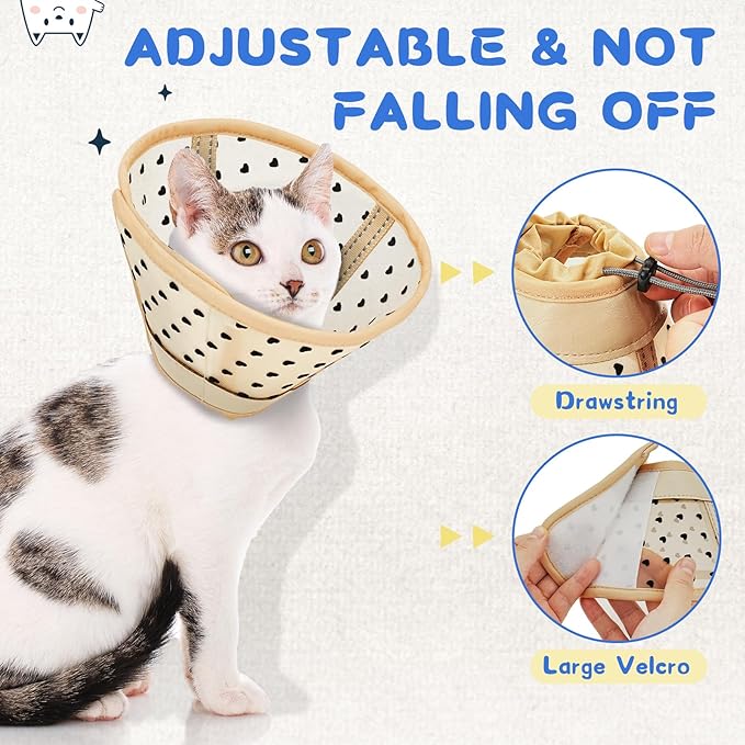 Supet Cat Cone Collar After Surgery, Soft Mesh Recovery Collar for Cats to Stop Licking and Scratching, Plastic Cone Alternative for Small Dogs, Medium, Large Cats
