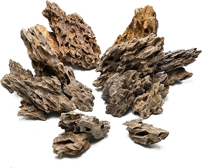 Unocho Dragon Stone Aquarium Rocks 5lb Seiryu Stone for Fish Aquariums Landscaping Model Fish Tanks Terrariums Vivariums Paludarium Amphibian Enclosures(2-4 inches)