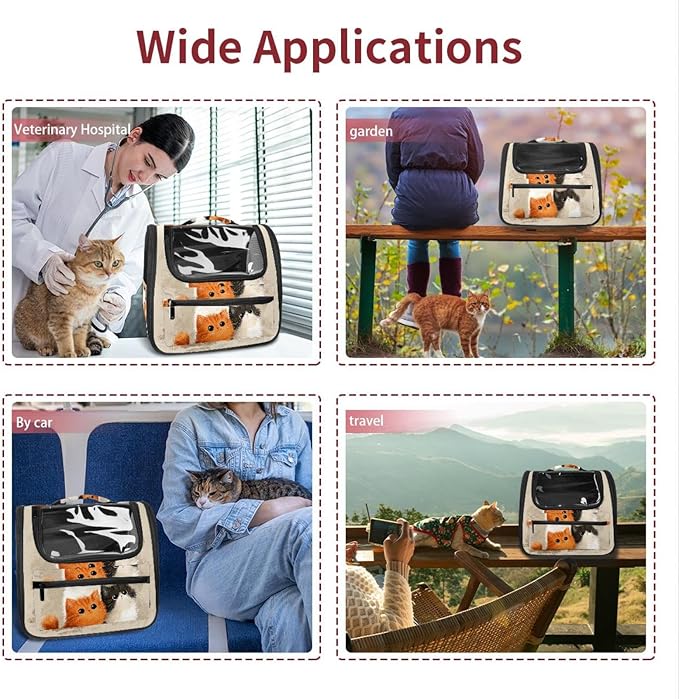 Cute Cats (1) Pet Travel Carrier | Ventilated Comfortable Design with Safety Features | Ideal for Small to Medium Sized Pets Cats, Dogs etc