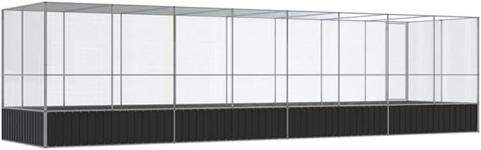 Large Bird Aviary with Extension, Outdoor Galvanized Steel Bird Cage, Galvanized Steel Outdoor Bird Aviary, Mesh Fence Bird House for Small Animals, 327.6"x81.5"x83.5"