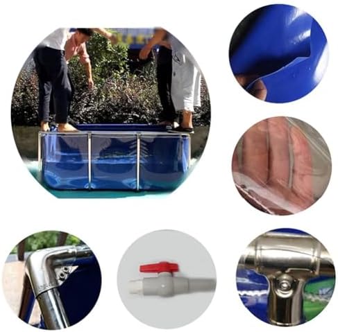 Flexible PVC Canvas Fish Breeding Tank with Steel Frame, 50x40x30cm Aquatic Pet Pool, Clear Viewing Window, Easy Assembly, Ideal for Backyard Pond and Fish Care
