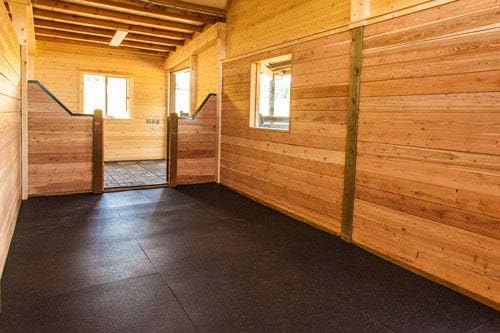 American Floor Mats - Heavy Duty Stall Tiles - Stable/Horse Tiles - Thick, Durable Rubber Flooring Solid Black 1 Border Tile 1/2" Thick