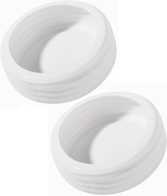 Reptile Food Bowls Ceramic Round Reptile Water Food Dish, Pet Food Bowl for Lizards, Small Snakes, Young Bearded Dragons, Gecko Tortoise Spider (White, Large-2Pack)