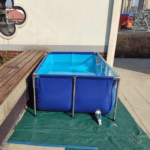 Flexible PVC Canvas Fish Breeding Tank with Steel Frame, Easy Assembly Aquatic Pets Pool, Backyard Pond with Clear Viewing Window - 50x40x30cm