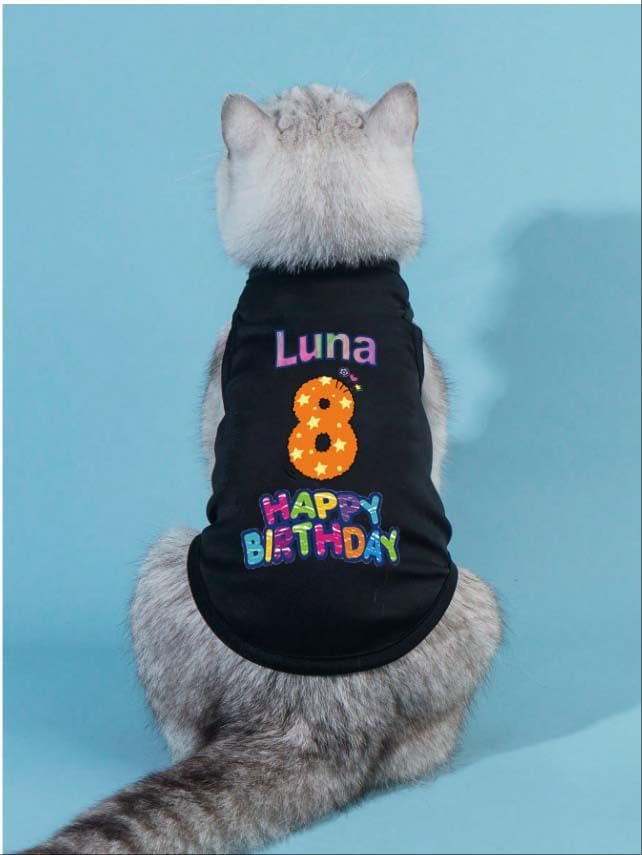 Custom Dog Birthday Shirt,Personalized Pet Apparel Print with Name Age Number,Pet Birthday Outfit,Lightweight Breathable Cotton Vest for Small Medium Large Dogs Cat (Pink, 4X-Large)