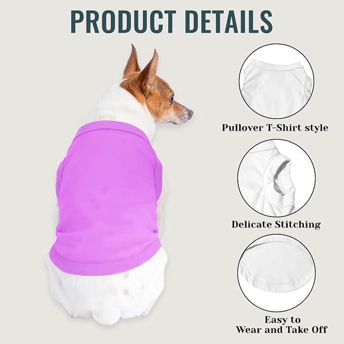Custom Dog Clothes Shirts for Small Large Dogs Breathable Pet Shirt Customized Image Text Sleeveless Tank Tops for Puppy Cats Customize Pets Apparel Gifts, Light-Purple, 5XL