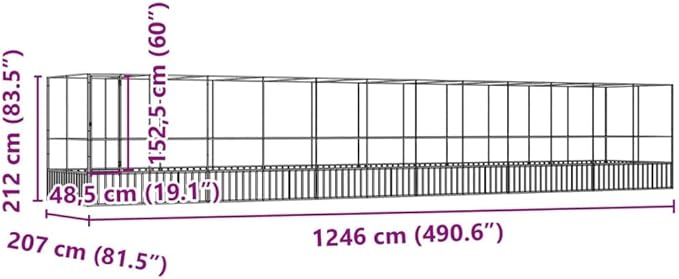 Steel Aviary with Extension, Large Bird Cage with Lockable Door, Aviary Spacious and Versatile Cage Ideal for Parakeets, Parrots, Lovebirds, Cockatiels, Pigeons, 490.6"x81.5"x83.5",-285