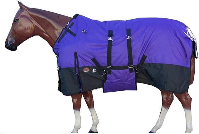HILASON 1200D Winter Waterproof Poly Horse Turnout Blanket Belly Wrap Purple | 78 in