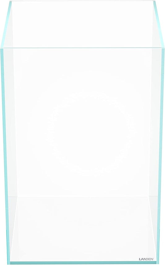 LANDEN Tall Tank, Rimless Low Iron Tank 10GAL 11.8" L × 11.8" W × 17.7" H (30X30X45) cm Small Aquascape Fish Tank, Vertical Aquascape Tank, Black Leveling Mat Included