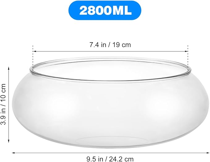 POPETPOP Clear Fish Bowl Vase - Round Plastic Shallow Planter, Hydroponic Planter Daffodil Pot, Lotus Bowl Planter, Fish Tank Aquarium Bowl