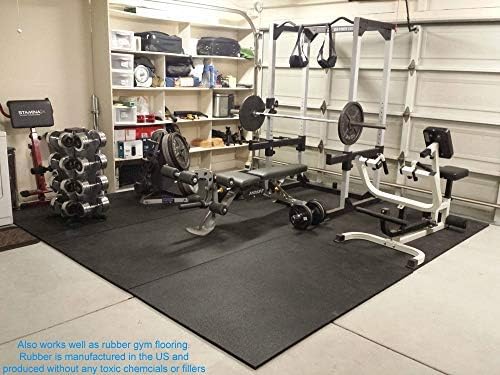 American Floor Mats - Heavy Duty Horse Tiles - Thick, Durable Rubber Flooring - Solid Black 6' x 8' Set (12 Tiles Total)