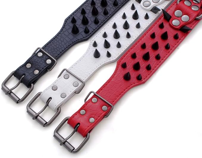 Serijoars Spiked Studded Dog Collar, PU Leather Dog Collar, Adjustable Pet Collars for Medium or Large Breed Pet (S, Leopard3)