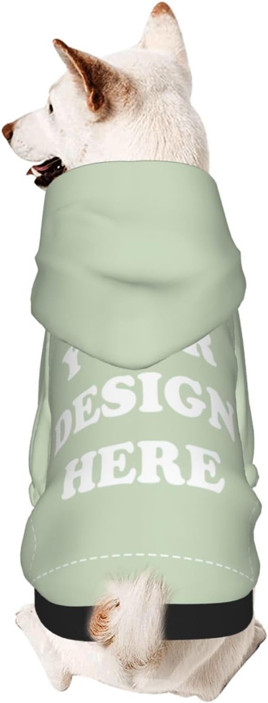 Personalized Chihuahua Dog Hoodie, Custom Pet Warm Sweatshirt Costume with Name Number Photo, Customize ID Clothes for Pupppy Kitten Dogs Cats, LightGreen, XL