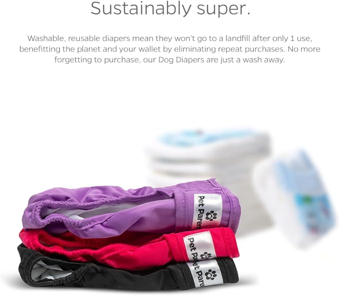 Pet Parents® Washable Dog Diapers (3pack) + Extendrs® of Durable Doggie Diapers, Premium Dog Diapers Female (Medium, Princess)