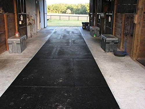 American Floor Tiles - Heavy Duty Stall Tiles - Stable/Horse Tiles - Thick, Durable Rubber Flooring Solid Black 6' x 10' Set 1/2" Thick (15 Tiles Total)