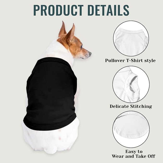 Customized Dog Shirt Custom Pet Clothes T Shirts for Small to Large Dogs Design Image Logo Text Outfits for Puppy Cat Personalized Breathable Sleeveless Pullover All-Black, XS