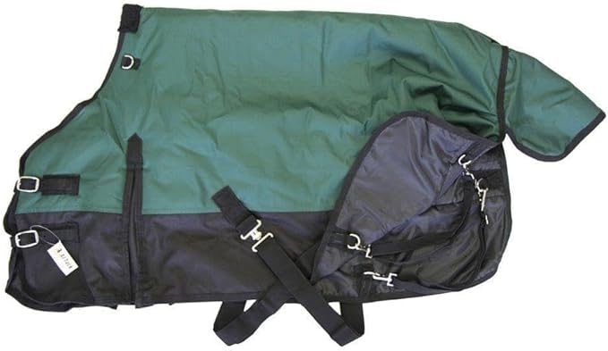 AJ Tack 1200D Waterproof Winter Pony Blanket - 300g Heavyweight Turnout with Fleece Collar, Shoulder Gussets & Tail Flap - Black 52"