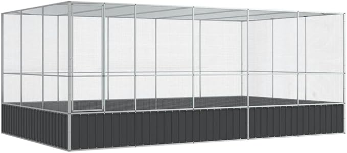 Steel Aviary with Extension, Large Bird Cage with Lockable Door, Aviary Spacious and Versatile Cage Ideal for Parakeets, Parrots, Lovebirds, Cockatiels, Pigeons, 203.9"x120.9"x83.5",-286