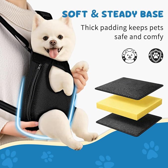 Dog Backpack Carrier, Adjustable Pet Front Carriers, Legs Out Carrying Sling Travel Bag for Small Medium Dogs 10-16 Lbs, Soft Wearable Puppy Chest Carry Backpacks for Walking/Hiking/Camping/Traveling