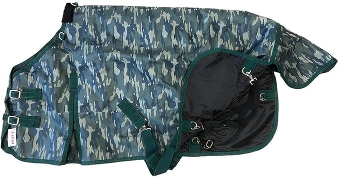 AJ Tack 1200D Waterproof Winter Pony Blanket - 300g Heavyweight Turnout with Fleece Collar, Shoulder Gussets & Tail Flap - Black 60"