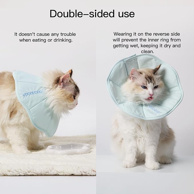 Touchdog Foldable Dog Cone Collar for Cats & Dogs - Adjustable Soft Recovery Collar with Waterproof PU Coating, Lightweight Design, 24.5cm/9.6in Wide Barrier (Blue, M)