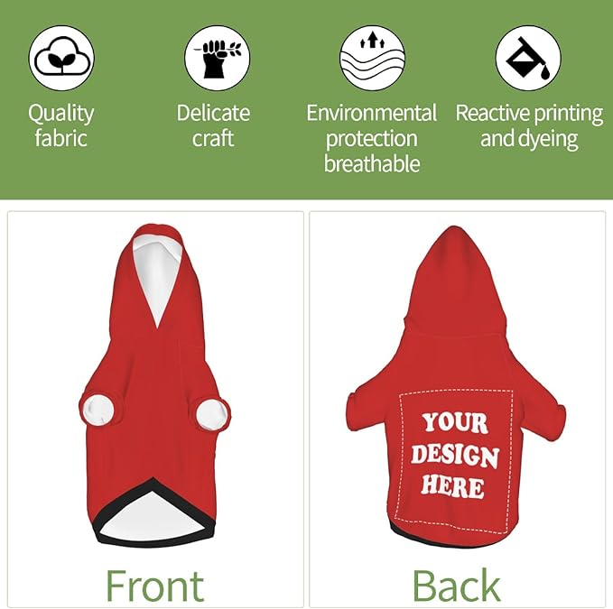 Dog Costume, Custom Dog Hoodie, Dog Name Costume Holiday Pet Pajamas Outfit, Personalized Pet Coat Costumes for Small Medium Large Dogs and Cats for Winter, Red, S