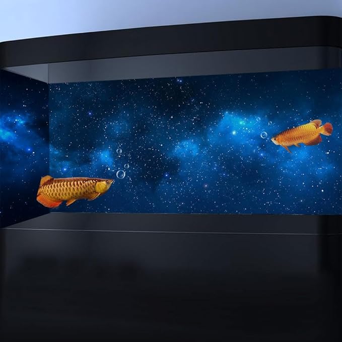 48X24IN Starry Aquarium Background, Art Starry Fish Tank Decorations Background, with 8 EVA Double-Sided Tape