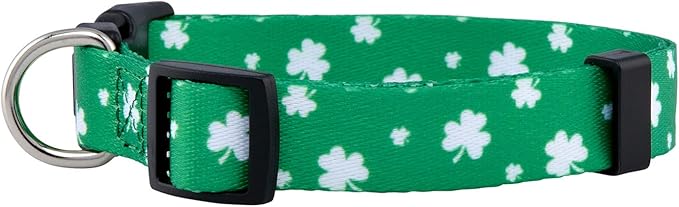Native Pup St Patricks Dog Collar- Saint Patrick Green Shamrock Pet Collars- St. Patrick’s Lucky Irish- Cute Boy Girl Puppy Gift- Adjustable for Small, Medium, Large Breeds (Lucky Shamrock, Large)