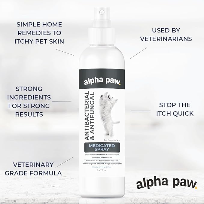 Smiling Paws Pets Advanced Chlorhexidine & Ketoconazole Spray for Cats & Dogs Spray 8oz