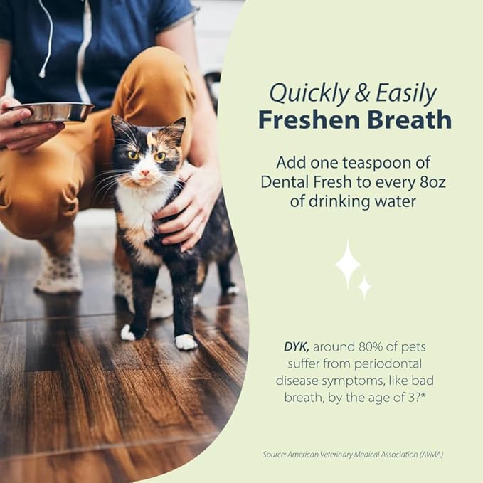 Dental Fresh Water Additive for Cats, Original Formula, 8 oz – Cat Breath Freshener – Products for Cats to Help Overall Cat Dental Health