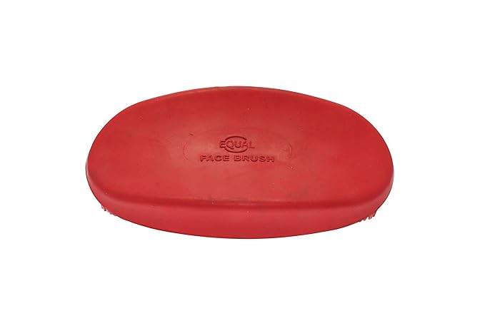Grewal Equestrian Oval Face Grooming & Bathing Curry Brush for Horses, Dogs, Cats, & Other Pets - Very Soft Bristles (Red)