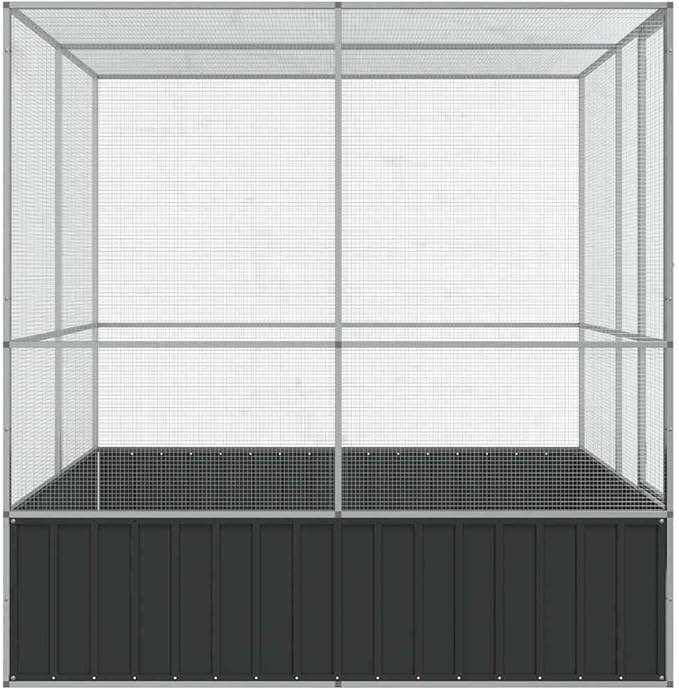 Large Metal Heavy Duty Walk-in Aviary Cage, Ample Activity Space Bird Cage with Lockable Door Also for Chickens and Rabbits, Silver 83.1"x81.5"x83.5" Steel,-511