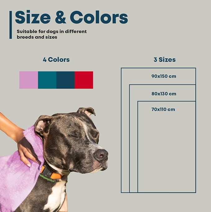 Extra Large Dog Towel Soft Absorbent Bath Pet Towels for Drying Dogs, Elastic Terry Microfiber Soft Towel, Machine Washable, Quick Dry, Multipurpose (L, XL, 2XL) (Blue, XL)